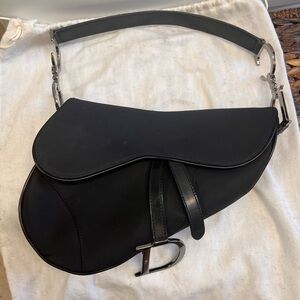 100% AUTHENTIC VINTAGE Christian Dior Black Nylon Saddle Bag Classic Iconic TIME